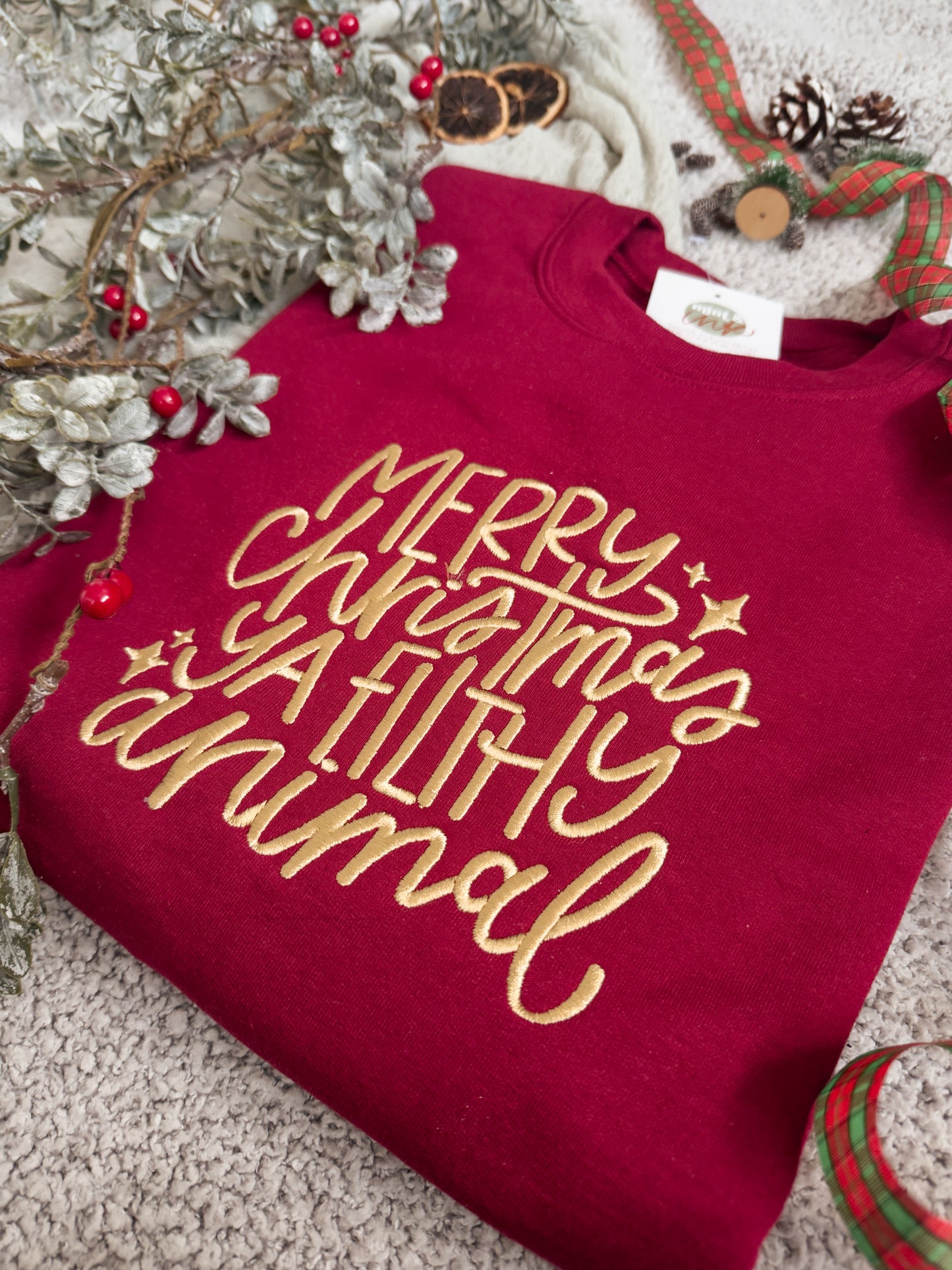 Merry Christmas Ya Filthy Animal Jumper, Home Alone Jumper, Red Christmas Jumper, Fleece Lined Jumper