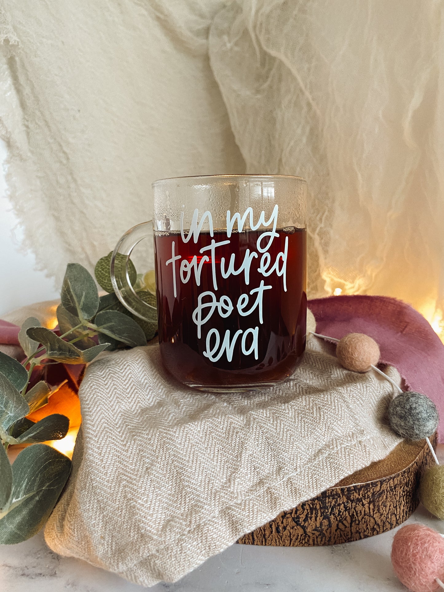 The Tortured Poet Era Mug, Glass Coffee Mug, Taylor Swift Mug, Swiftie Mug