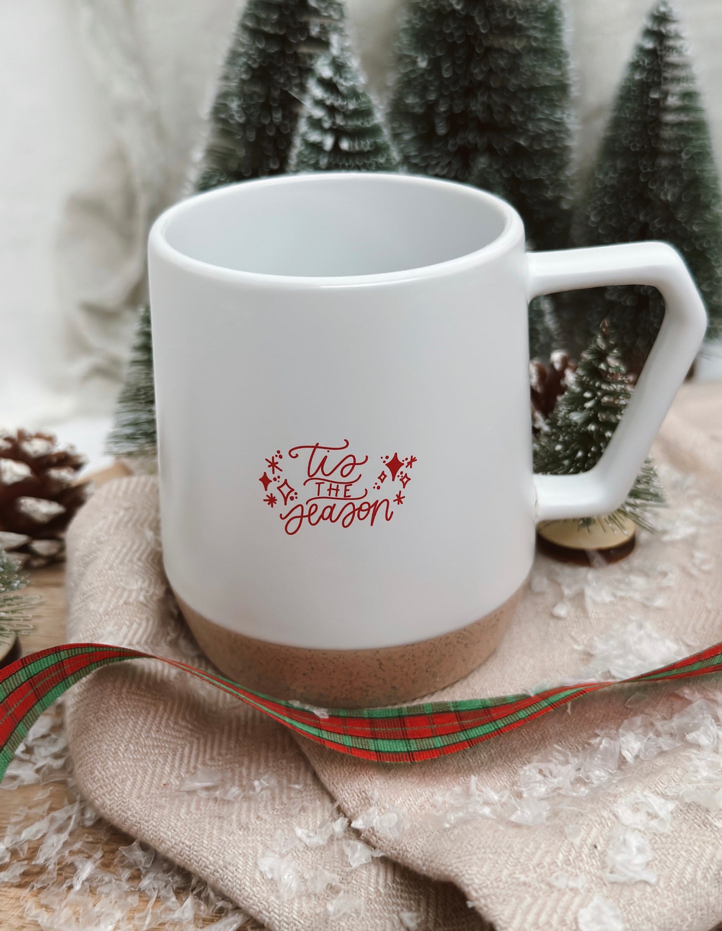 Tis The Season Christmas Mug, White Christmas Mug, Tis The Season to be Jolly, Christmas Mug, Hand Lettered Mug