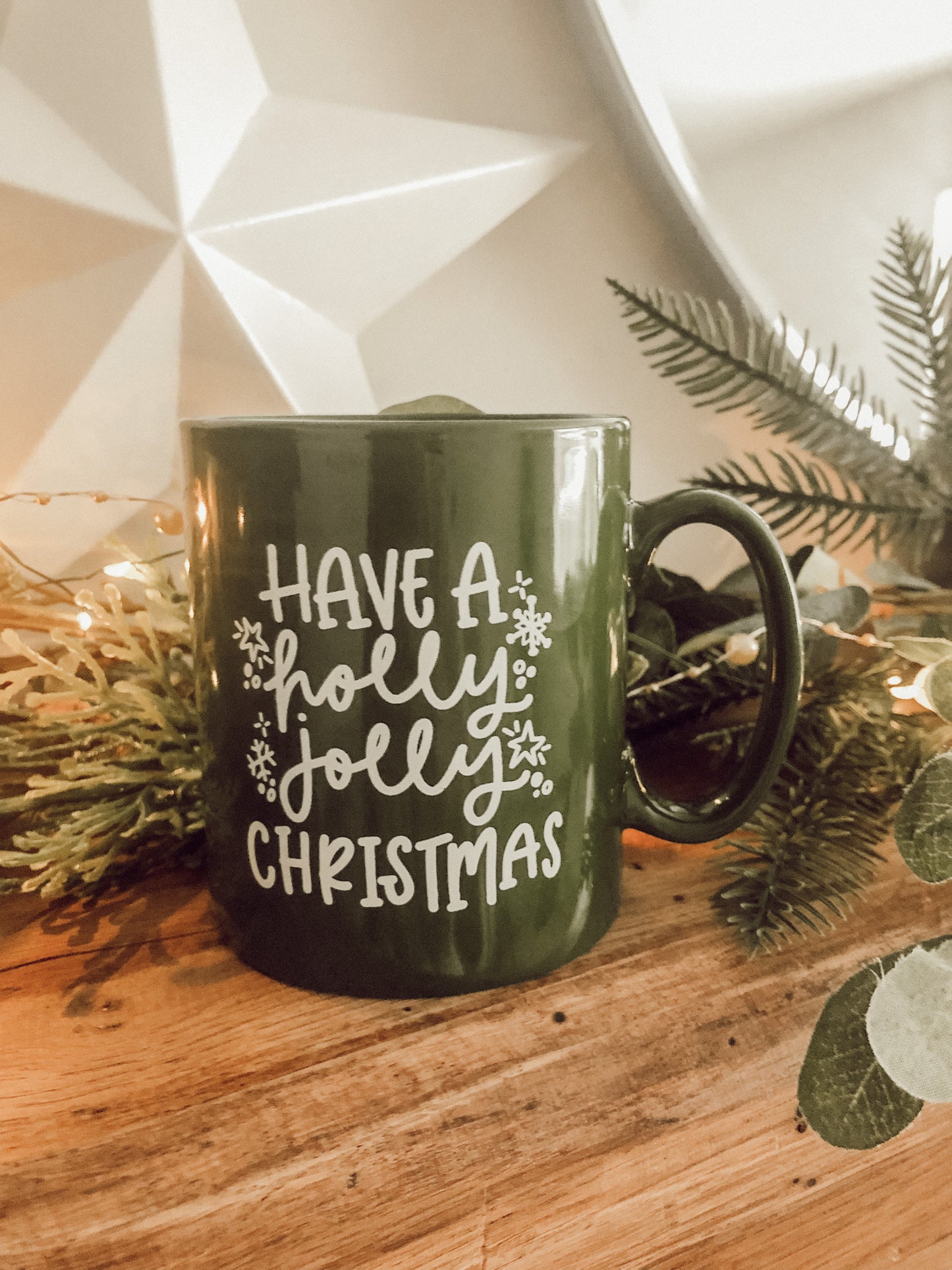 Have A Holly Jolly Christmas Green Ceramic Mug