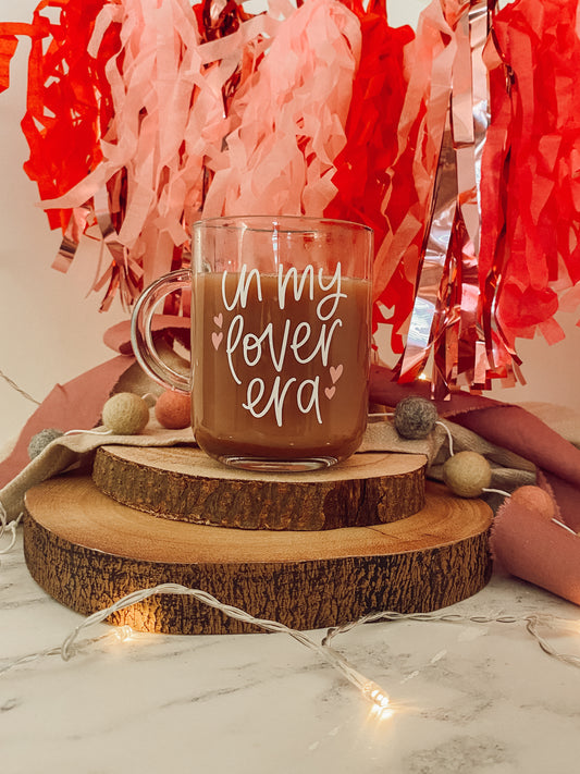 In My Lover Era Mug, Glass Coffee Mug, Hand Lettered Mug