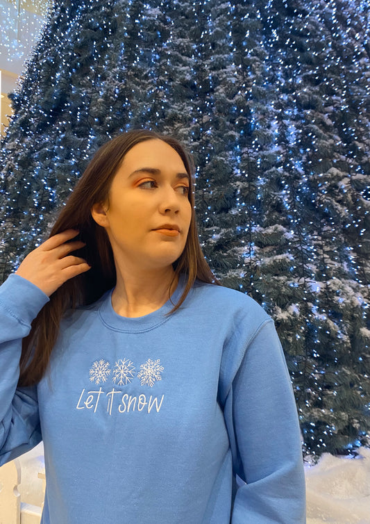 Let It Snow Jumper, Christmas Jumper, Snowflake Jumper, Fleece Lined Jumper, Crew Neck Jumper