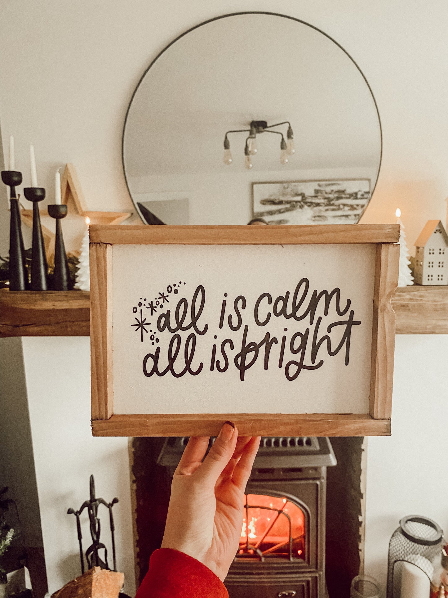 All Is Calm All Is Bright Handmade Farmhouse Wooden Christmas Sign