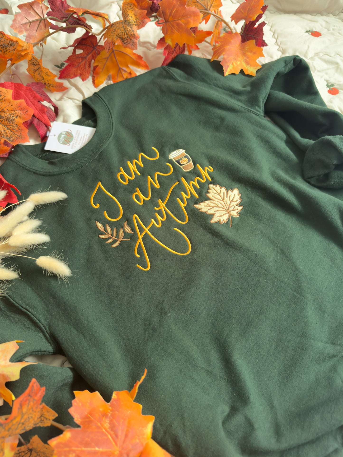 I Am An Autumn Jumper, Fleece Lined Jumper, Green Autumn Jumper