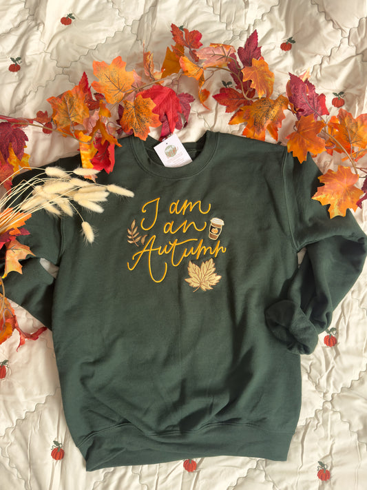 I Am An Autumn Jumper, Fleece Lined Jumper, Green Autumn Jumper