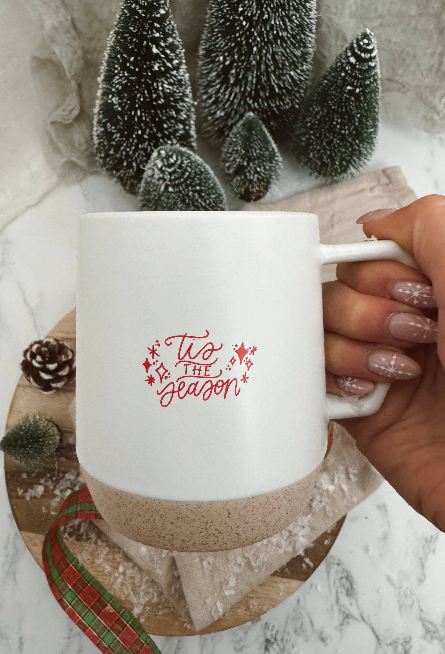 Tis The Season Christmas Mug, White Christmas Mug, Tis The Season to be Jolly, Christmas Mug, Hand Lettered Mug