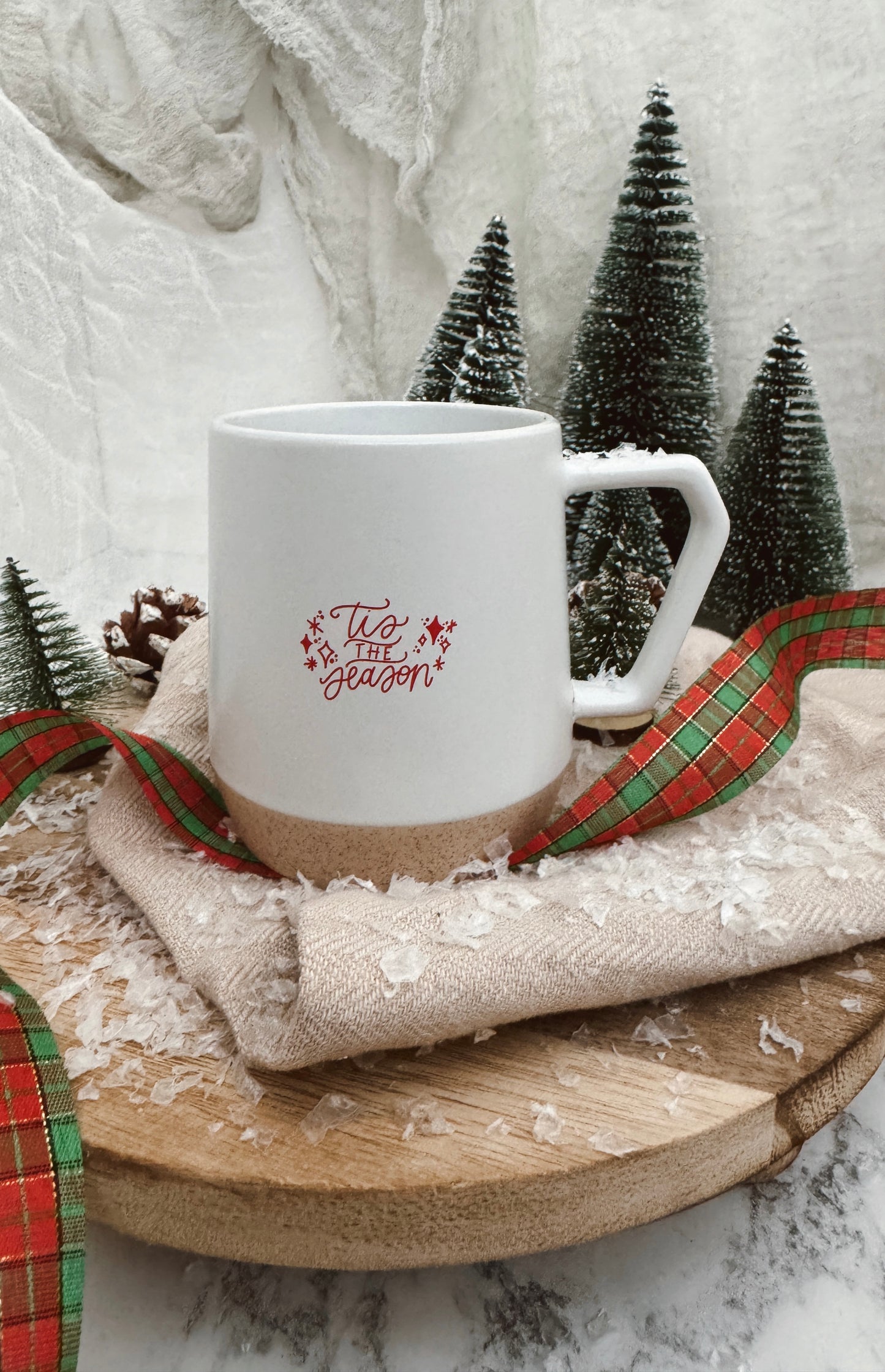 Tis The Season Christmas Mug, White Christmas Mug, Tis The Season to be Jolly, Christmas Mug, Hand Lettered Mug