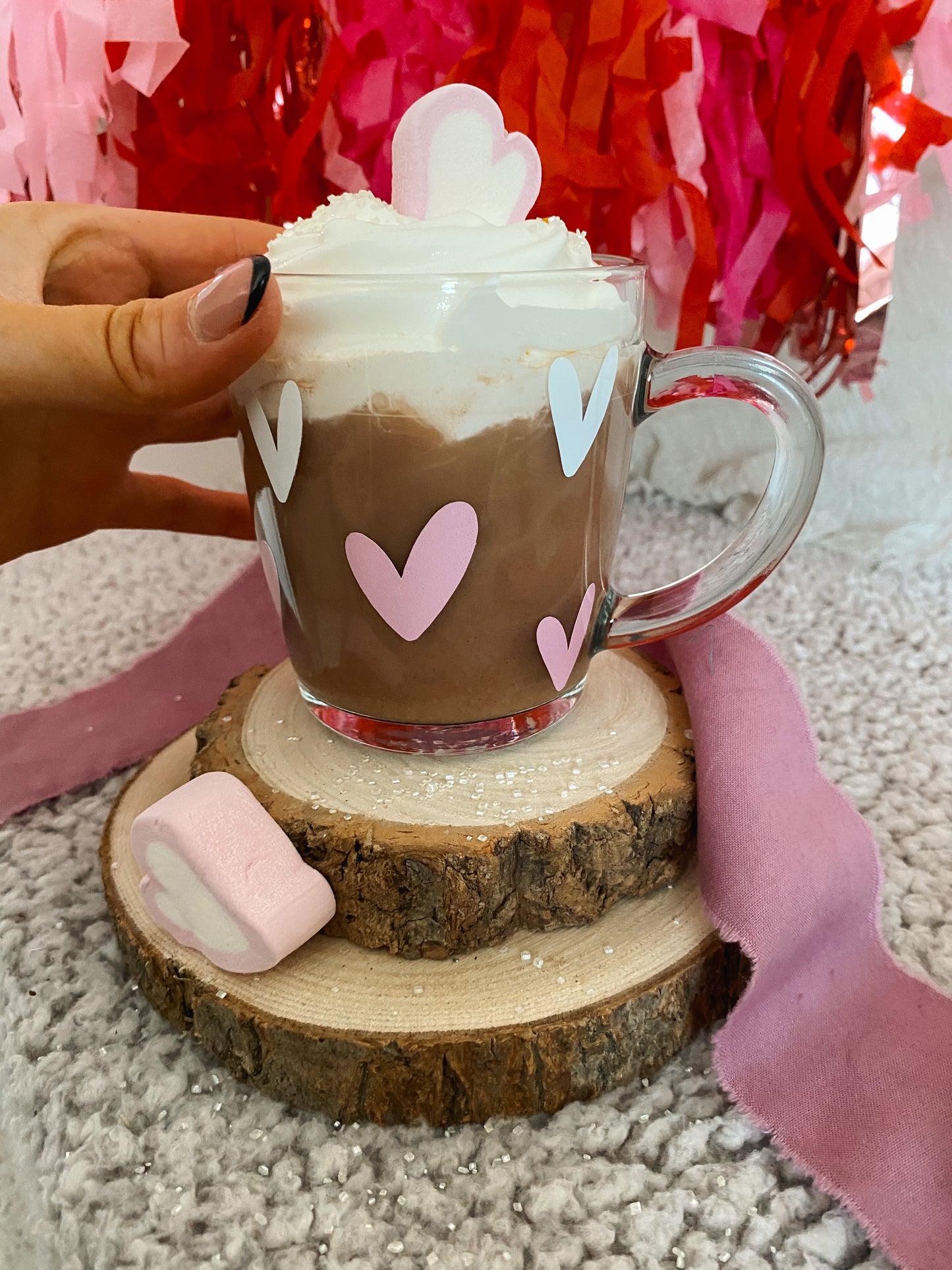 White & Purple Heart Mug